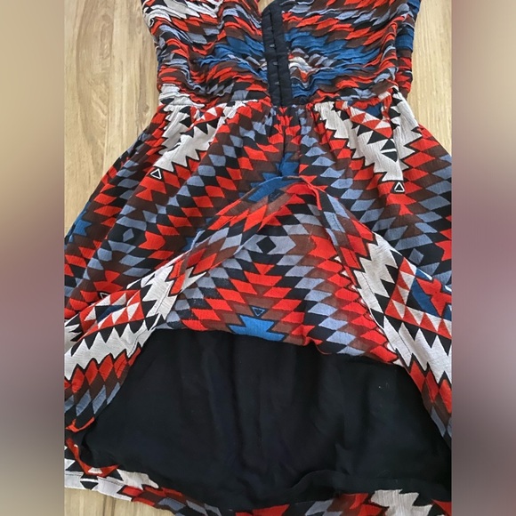 🔥🔥Billabong Red Black Blue Boho Crisscross Back Lined Beach Mini Dress - Picture 5 of 9